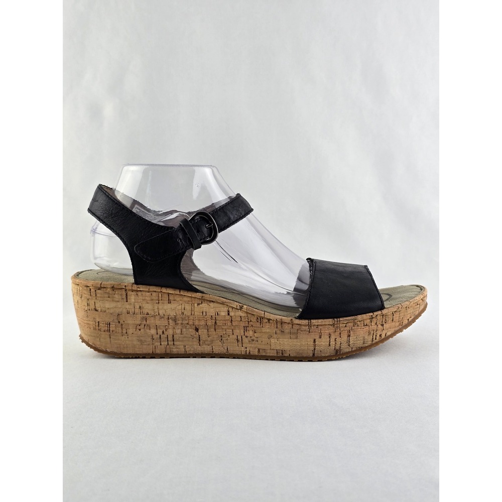 Eddie Bauer Women's Platform Cork Wedge Slingback Sandals Black 11 - Picture 14 of 15